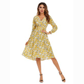 Floral Surplice Neck Elastic Waist Dress Sai Feel